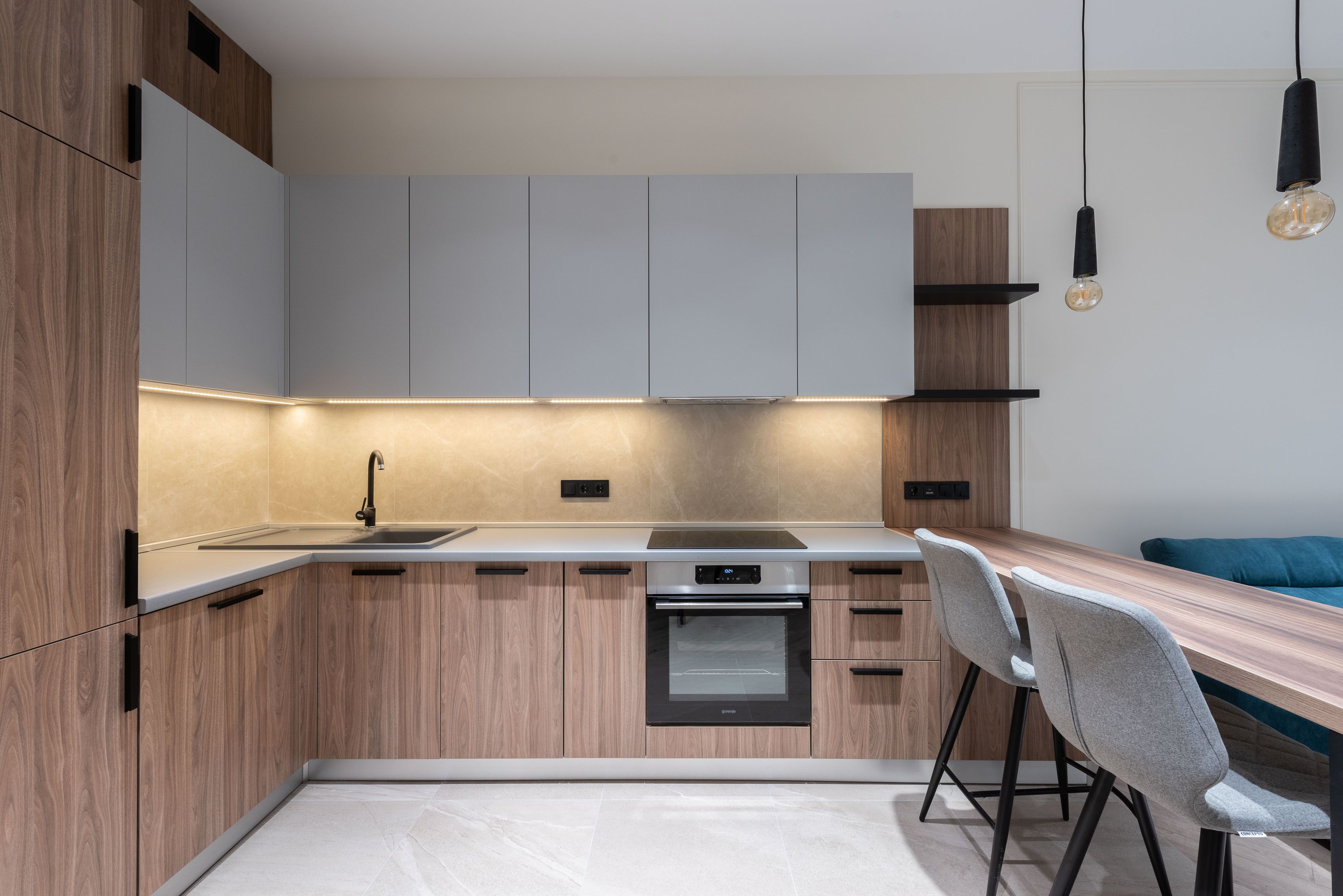 Modern kitchen with custom wood cabinetry